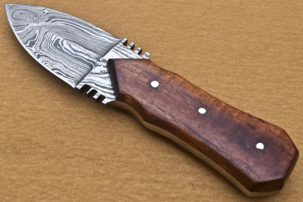 Custom Handmade Damascus Steel Skinner Knife with Rose Wood Handle SK 2 3