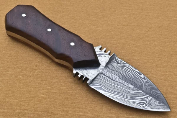 Custom Handmade Damascus Steel Skinner Knife with Rose Wood Handle SK 2 4
