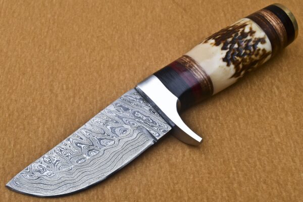 Custom Handmade Damascus Steel Skinner Knife with Stag Horn Handle SK 1 2