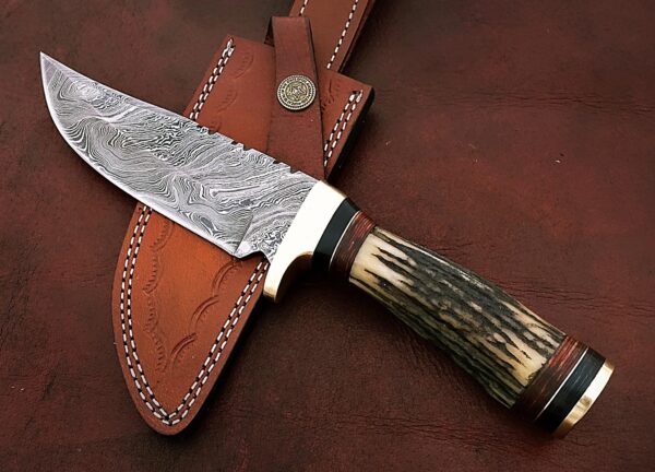 Custom Handmade Damascus Steel Stunning Bowie Knife with Beautiful Stag Horn Handle BK 7 2