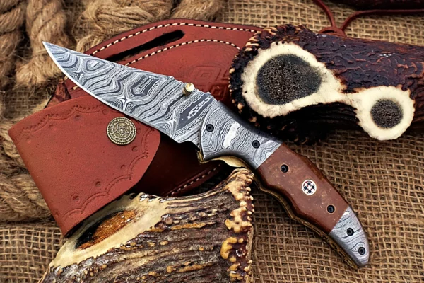 Custom Handmade Damascus Steel Stunning Folding Knife with Beautiful Colored Bone Handle Fk 10 3