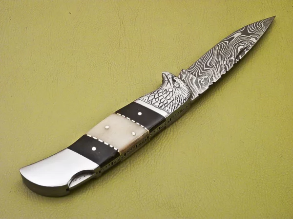 Custom Handmade Eagle Damascus Steel Folding Knife Fk 16 5