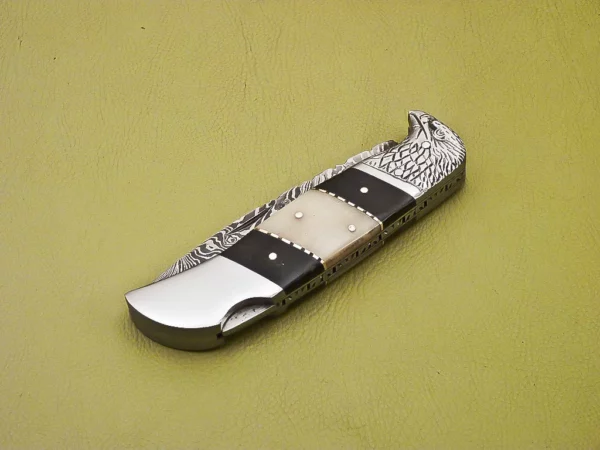 Custom Handmade Eagle Damascus Steel Folding Knife Fk 16 7