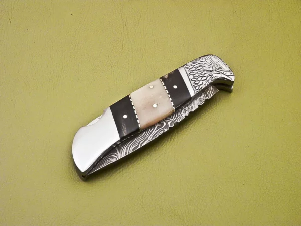 Custom Handmade Eagle Damascus Steel Folding Knife Fk 16 8