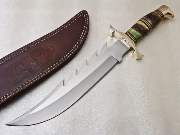 Custom Made D2 Steel Hunting Bowie Knife with Colored Bone Handle BK 19 1