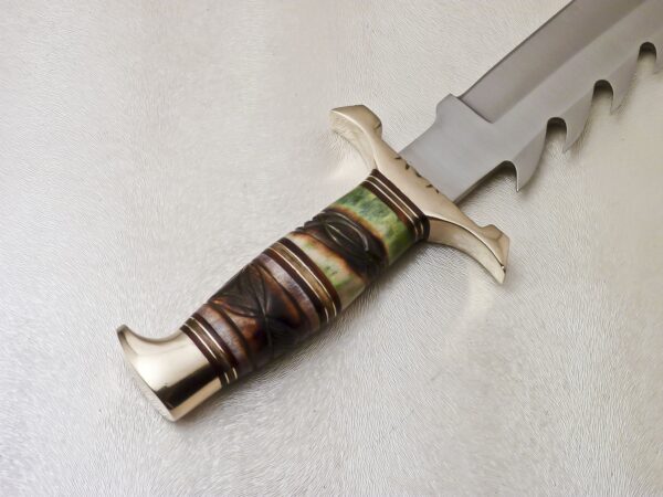 Custom Made D2 Steel Hunting Bowie Knife with Colored Bone Handle BK 19 7