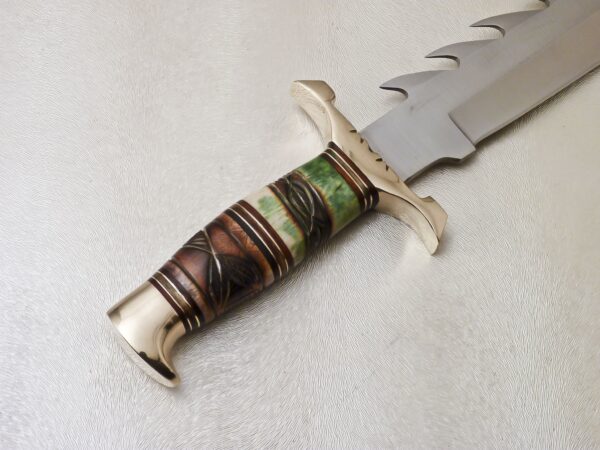Custom Made D2 Steel Hunting Bowie Knife with Colored Bone Handle BK 19 8