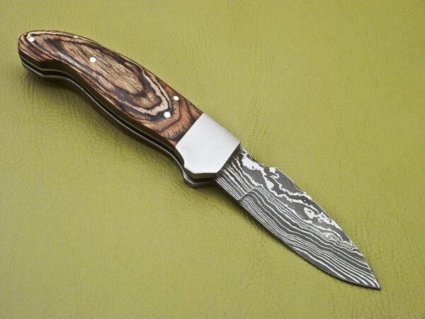 Custom Made Damascus Folding Knife with Amazing Pakka Wood Handle Fk 29 4