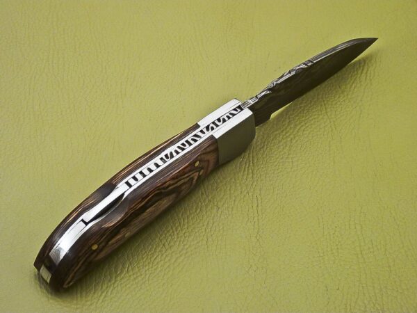 Custom Made Damascus Folding Knife with Amazing Pakka Wood Handle Fk 29 5