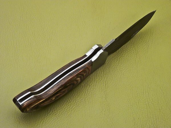 Custom Made Damascus Folding Knife with Amazing Pakka Wood Handle Fk 29 7