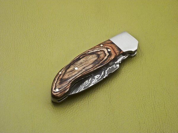 Custom Made Damascus Folding Knife with Amazing Pakka Wood Handle Fk 29 9