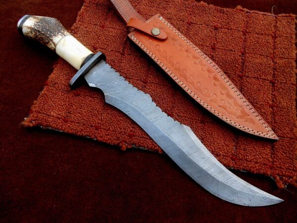 Custom Made Damascus Steel Amazing Hunting Bowie knife BK 28 1