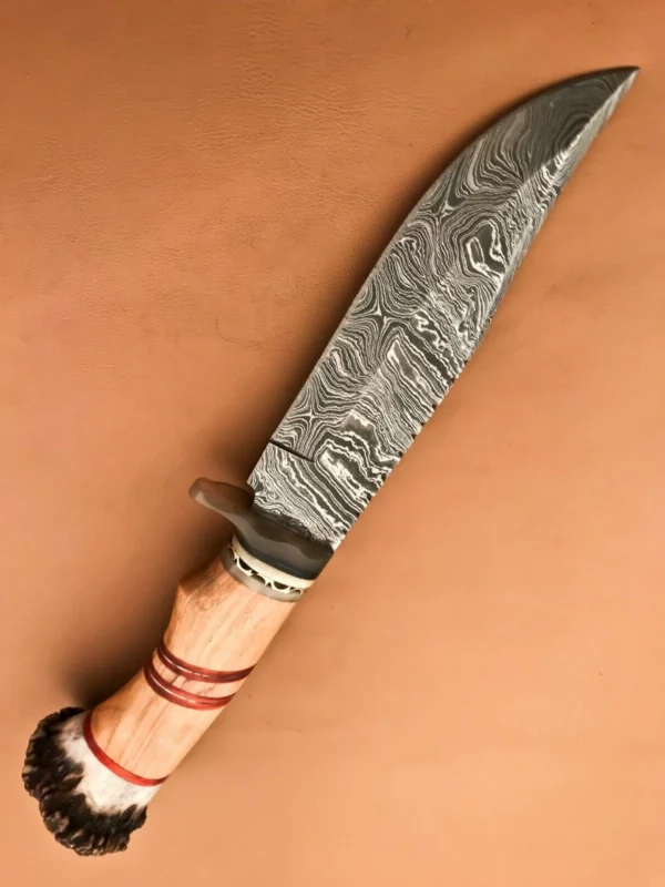 Custom Made Damascus Steel Hunting Bowie Knife with Crown Stag Handle BK 34 1