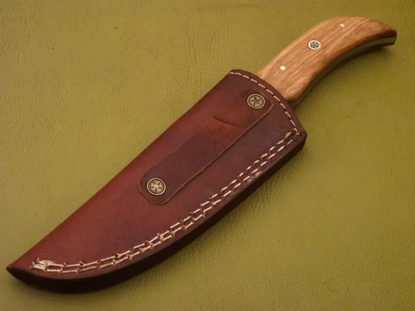 Custom Made Damascus Steel Hunting Knife with Beautiful Olive Wood Handle HK 16 9