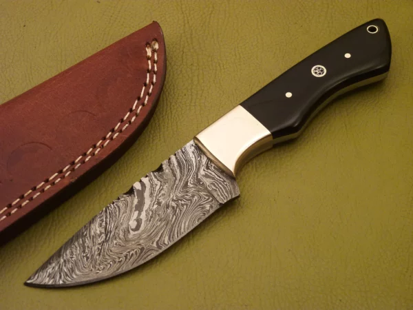 Custom Made Damascus Steel Hunting Knife with Color Wood Handle HK 17 1