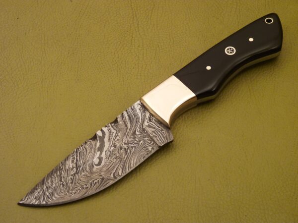 Custom Made Damascus Steel Hunting Knife with Color Wood Handle HK 17 2