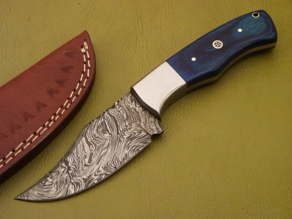 Custom Made Damascus Steel Hunting Knife with Color Wood Handle HK 20 1