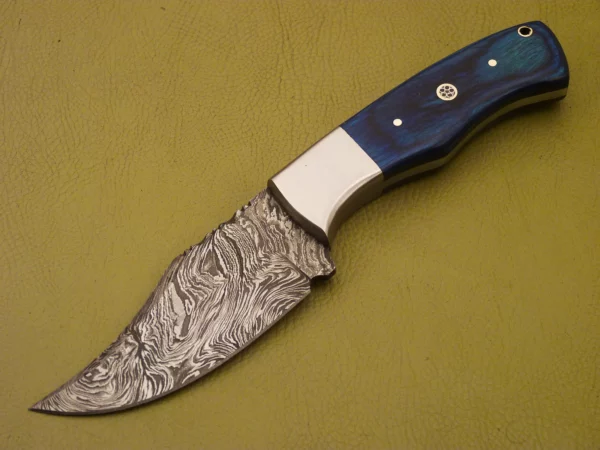 Custom Made Damascus Steel Hunting Knife with Color Wood Handle HK 20 2