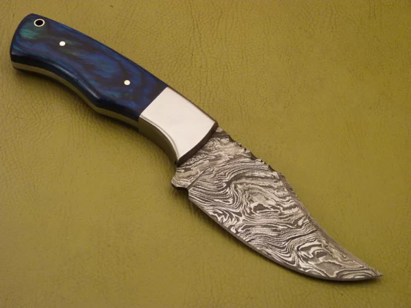 Custom Made Damascus Steel Hunting Knife with Color Wood Handle HK 20 3