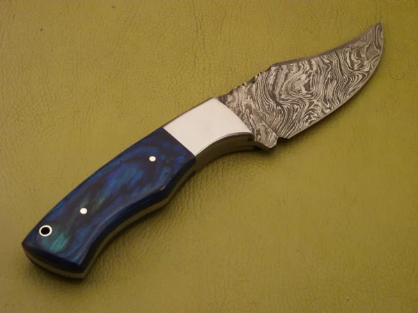 Custom Made Damascus Steel Hunting Knife with Color Wood Handle HK 20 4