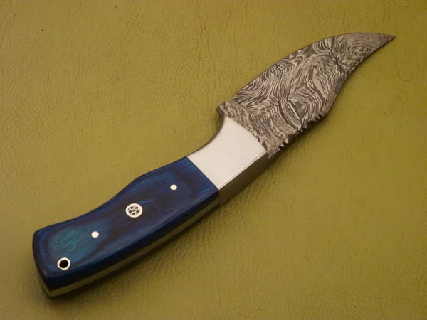 Custom Made Damascus Steel Hunting Knife with Color Wood Handle HK 20 5