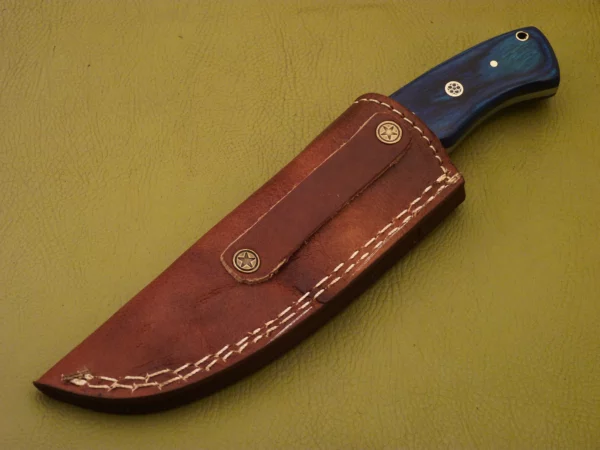 Custom Made Damascus Steel Hunting Knife with Color Wood Handle HK 20 8