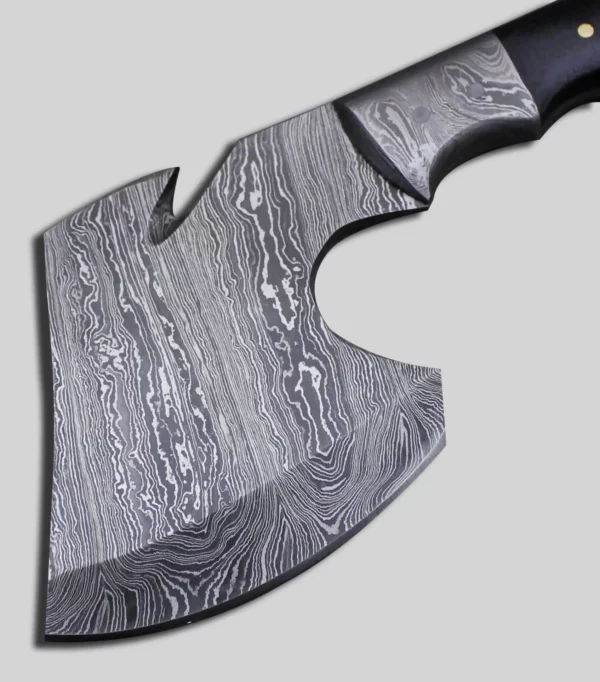 Custom Mini Damascus Steel Viking Axe With Black Micarta Handle Ax 54 4