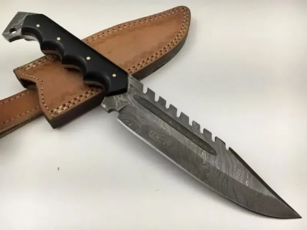 Damascus Bowie Knife With Black Micarta Handle BK 66 2