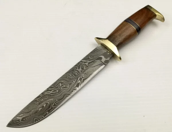 Damascus Bowie Knife With Wlnut Wood Handle Bk 51 2