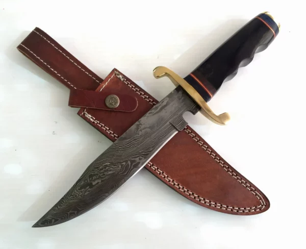 Damascus Bowie Knife With Wood Handle BK 61 1