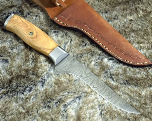 Damascus Fillet Knife With Wood Handle FF 29