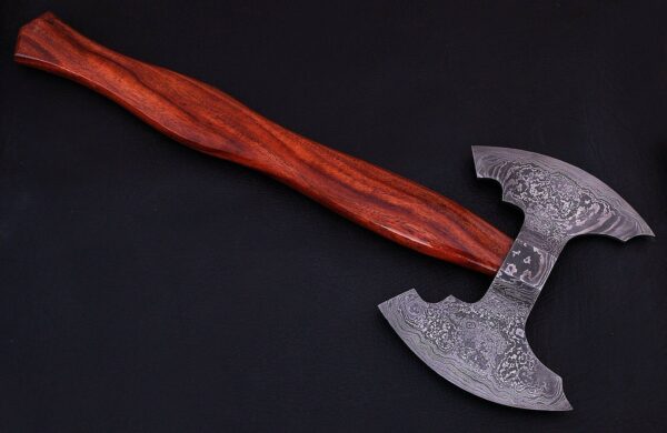 Damascus Steel Blade Double Head Tomahawk Axe with Rose Wood Handle AX 27 1 1