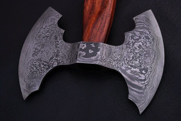 Damascus Steel Blade Double Head Tomahawk Axe with Rose Wood Handle AX 27 2