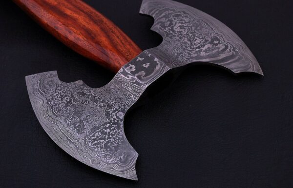 Damascus Steel Blade Double Head Tomahawk Axe with Rose Wood Handle AX 27 3
