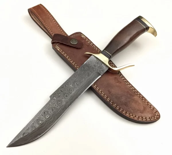 Damascus Steel Bowie Knife With Walnut Wood Handle BK 71