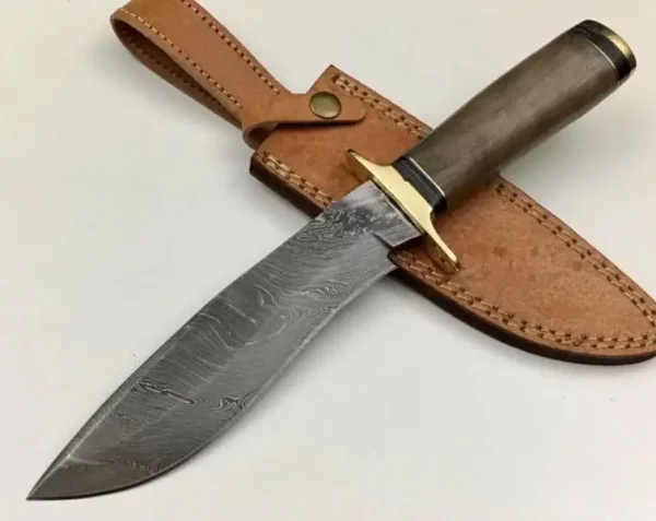 Damascus Steel Bowie Knife With Walnut Wood Handle Bk 46 1