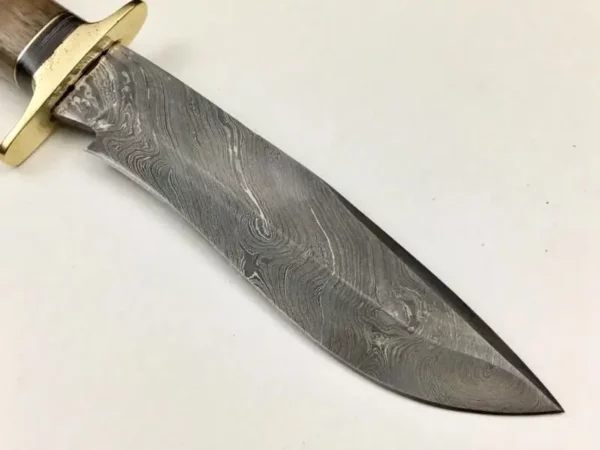 Damascus Steel Bowie Knife With Walnut Wood Handle Bk 46 3