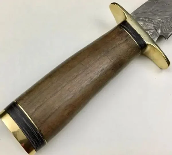 Damascus Steel Bowie Knife With Walnut Wood Handle Bk 46 4