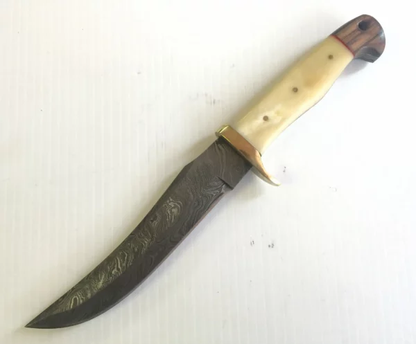 Damascus Steel Custom Bowie Knife With Camel Bone Handle BK 62 2