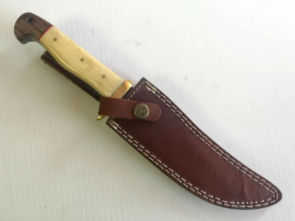 Damascus Steel Custom Bowie Knife With Camel Bone Handle BK 62 5