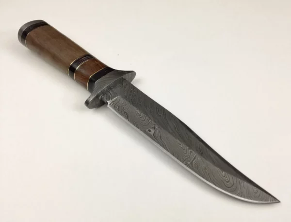 Damascus Steel Custom Bowie Knife With Wood Handle BK 67 1