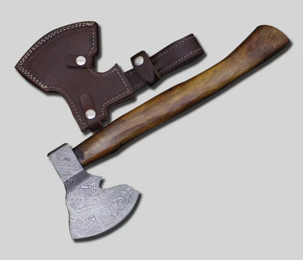 Damascus Steel Handmade Viking Axe With Walnut Wood Handle Ax 60 1