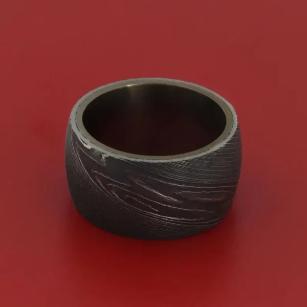 Damascus Steel Wedding Band with Anodized Bronze Sleeve DR 05 1