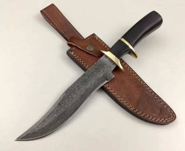 Damasucs Steel Bowie Knife With Black Micarta Handle BK 69