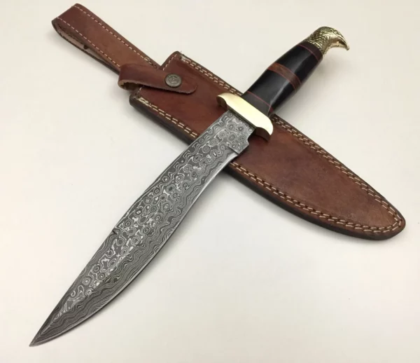 Eagle Damascus Bowie Knife With Buffalo Horn Handle BK 48 1
