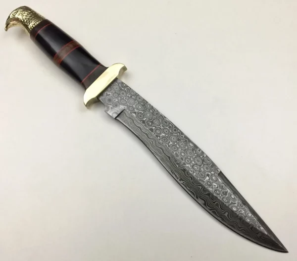 Eagle Damascus Bowie Knife With Buffalo Horn Handle BK 48 2