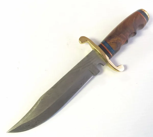 Hand Forged Damascus Bowie Knife With Walnut Wood Handle BK 53 2