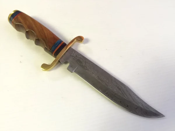 Hand Forged Damascus Bowie Knife With Walnut Wood Handle BK 53 4
