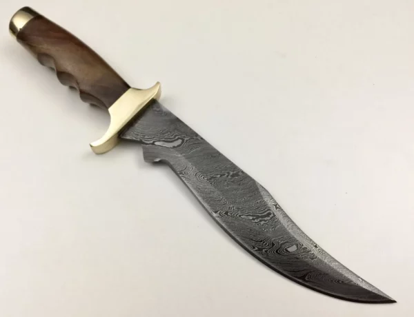 Hand Forged Damascus Bowie Knife With Walnut Wood Handle BK 72 3