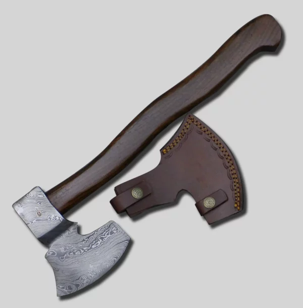 Hand Forged Damascus Steel Axe with Walnut Wood Handle Ax 64 1